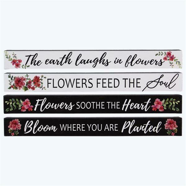 Youngs Wood Long Blocks Tabletop Signs, Assorted Color - 4 Piece 72486